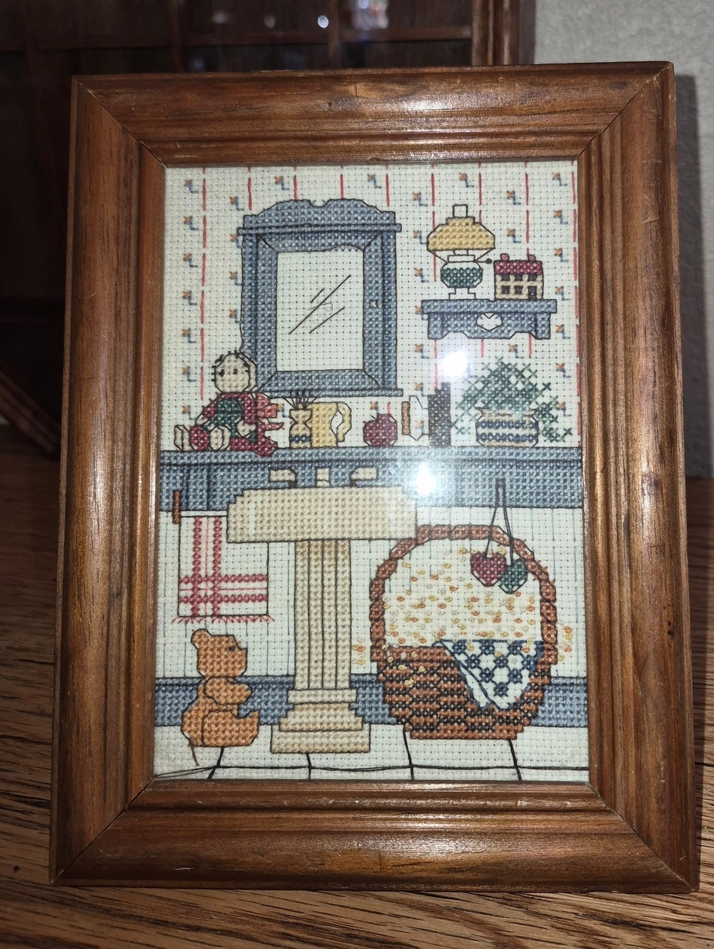 Vintage, Dimensions Counted Cross Stitch piece titled Country Bath from 1987.
